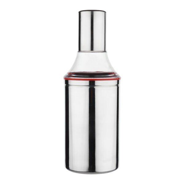 Stainless steel oil dispenser pourer on white background