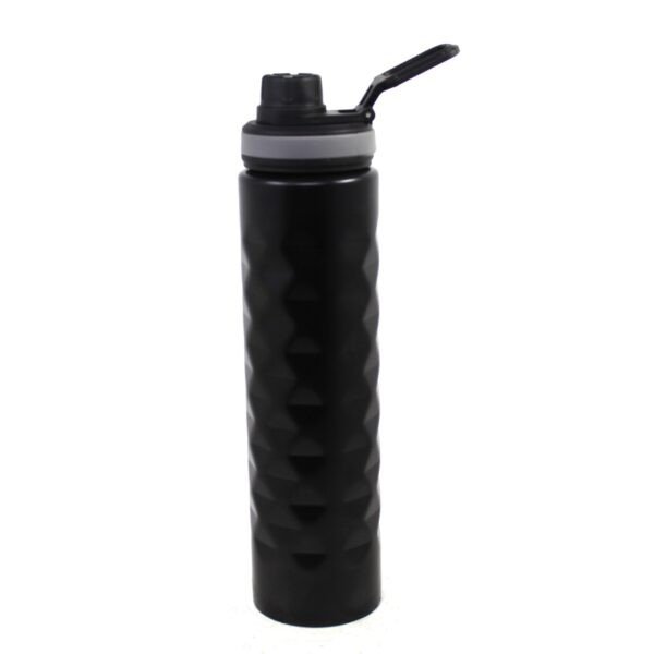Black color single wall diamond cut sipper with spout lid on white background