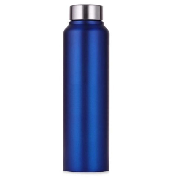Blue color single wall fridge water bottle on white background