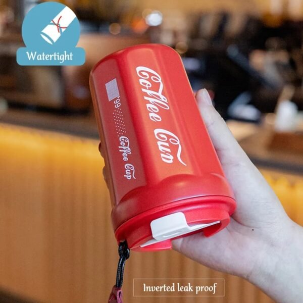 Showing leak proof lid of stainless steel vacuum insulated coffee cup in hand