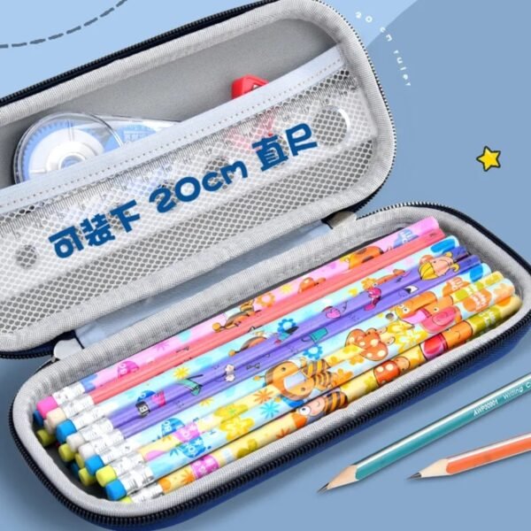 Showing inner area and some feature pencil pouch on decorative background