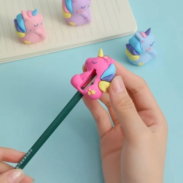 eraser with sharpener different color on decorative background