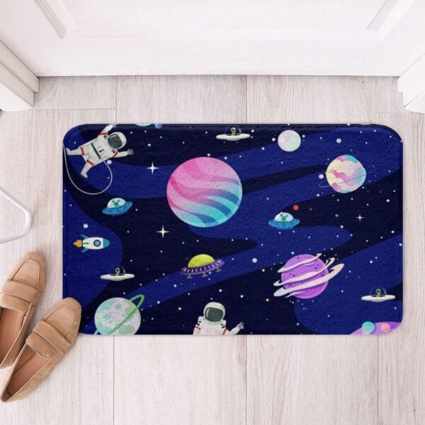 microfiber bathroom mat space theme on floor