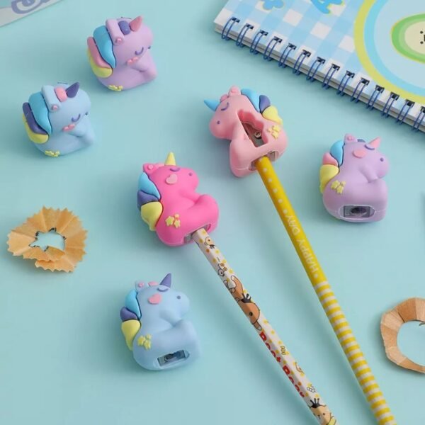 eraser with sharpener different color on decorative background