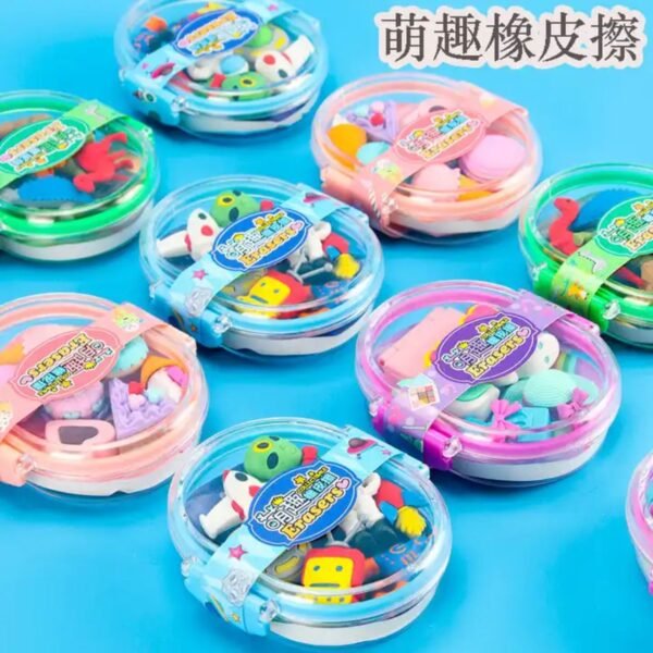 Cute Character Theme Based Eraser Set for Kids | Quirky Style | Rubber | Assorted Colors | Box Packing - Image 5