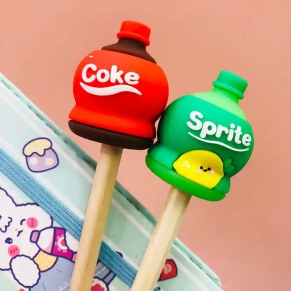 eraser with sharpener different color on decorative background