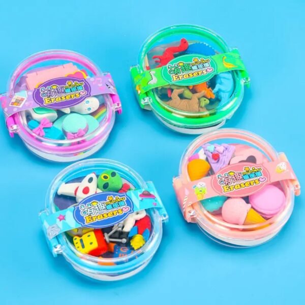 Cute Character Theme Based Eraser Set for Kids | Quirky Style | Rubber | Assorted Colors | Box Packing - Image 2