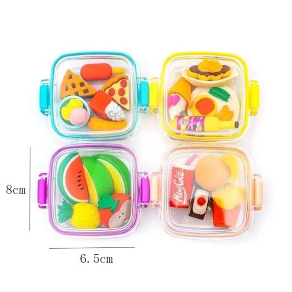 Rubber Mini Ice-cream Plus Candy Shape Pencil Eraser Set | Kawaii | 4Psc Set | Assoretd Colors | Box Packing - Image 4