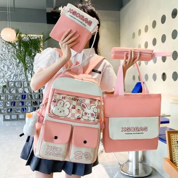 kawaii bags for kids in girls hand on decorative background
