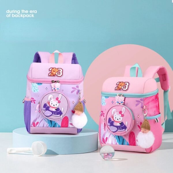 school bags podium on decorative background