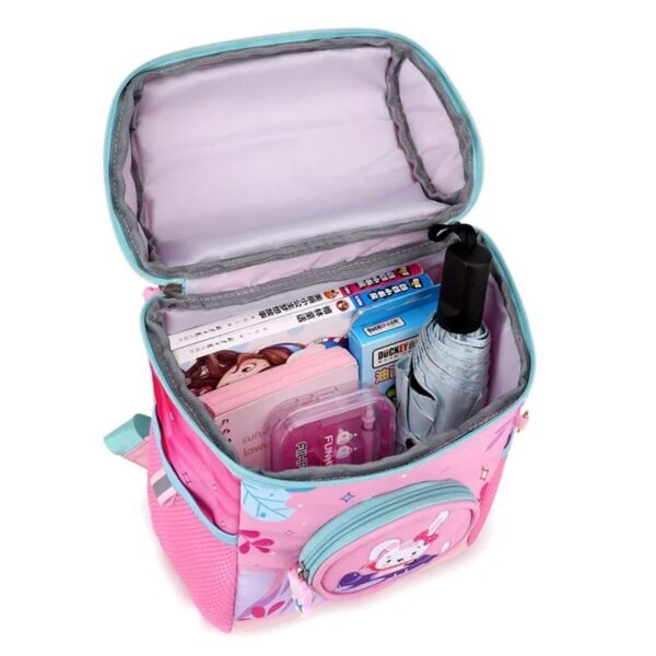 Inner compartment space of backpack on white background