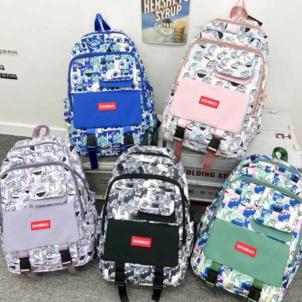 satin fabric printed backpack