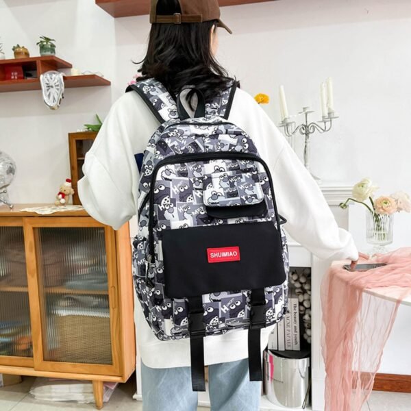 Satin Fabric Printed Backpack | for School & Travel | 42x35 Cm | Unisex | Assorted Colors | OPP Packing - Image 4