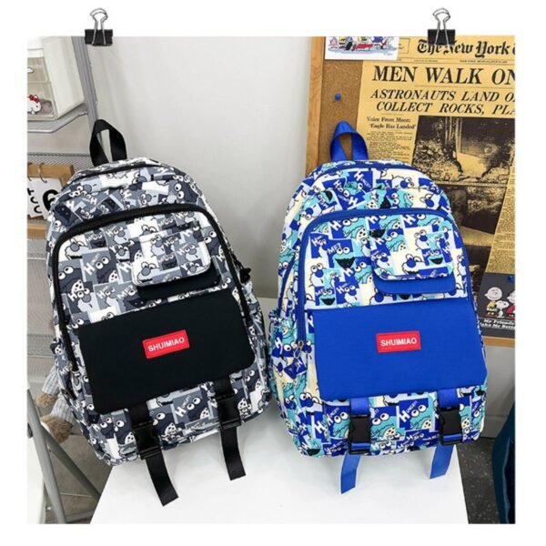 Satin Fabric Printed Backpack | for School & Travel | 42x35 Cm | Unisex | Assorted Colors | OPP Packing - Image 3