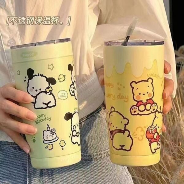 Korean Style Coffee Mug with Steel Straw | 304 Stainless Steel | Insulation | Airtight & Leak-Proof |600 Ml | Assorted Colors | Box Packing - Image 8