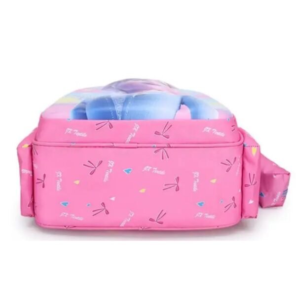 Bottom view of backpack on white background