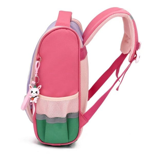 Side view showing bottle holder of kids backpack