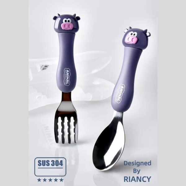 spoon & Fork Set blue color on decorative background