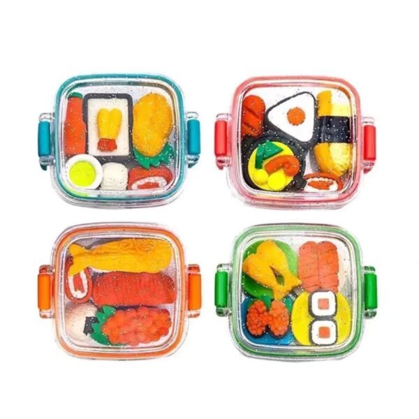 Rubber Mini Ice-cream Plus Candy Shape Pencil Eraser Set | Kawaii | 4Psc Set | Assoretd Colors | Box Packing - Image 3