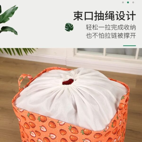 printed laundry basket showing some feature on decorative background
