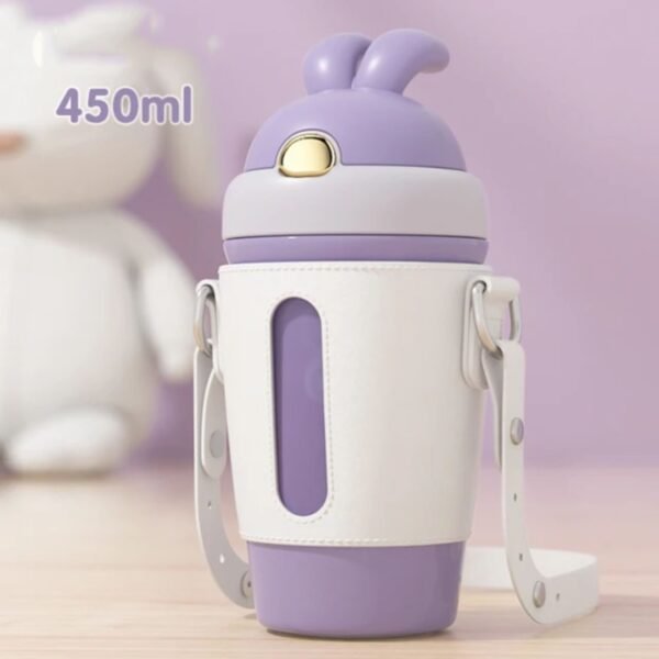 Stainless Steel Insulated Bear Sipper | with Silicone Straw & Strap | Silicone Sleeves | Push Lock | 450 Ml | Assorted Colors | Box Packing - Image 4