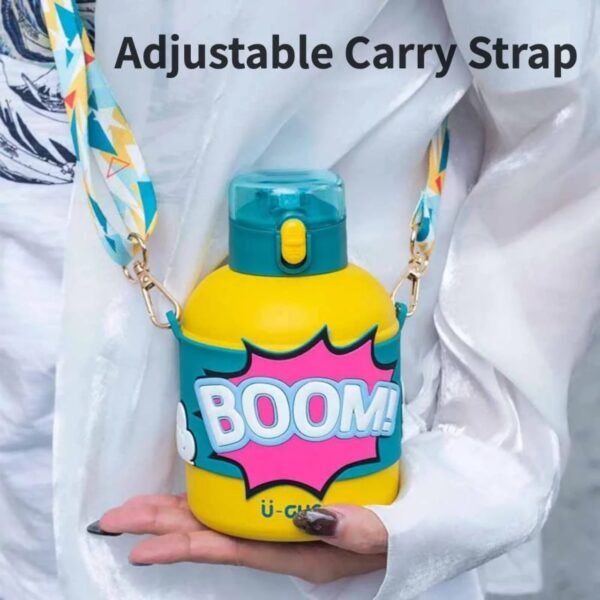 stainless steel insulated kids sipper yellow color on decorative background