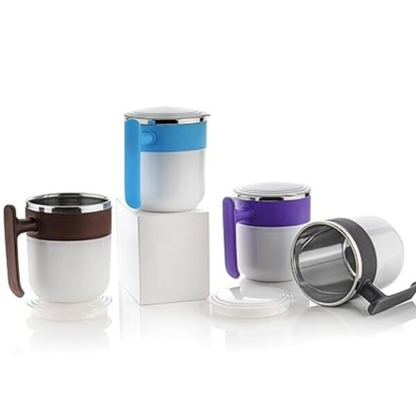 steel coffee mug mix color on white background