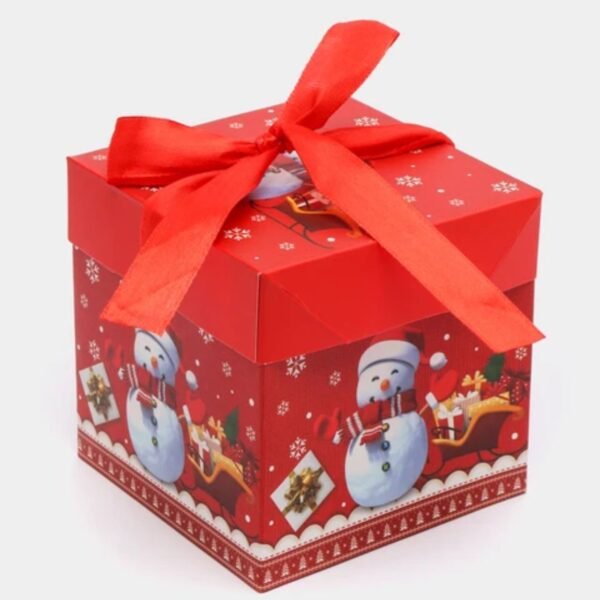 Christmas Theme Printed Square Paper Candy Box | Gift Box | 15x15x15 Cm | Assorted Colors | P.P Packing - Image 2