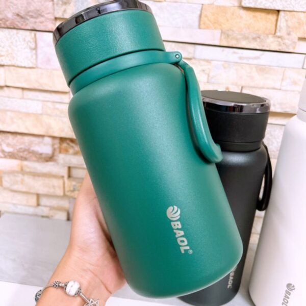 Stainless Steel Insulated Vacuum Flask Bottle | with Plastic Handle | 1200 ML | 1000 ML | Leak-proof | Assorted Colors | Box Packing - Image 2