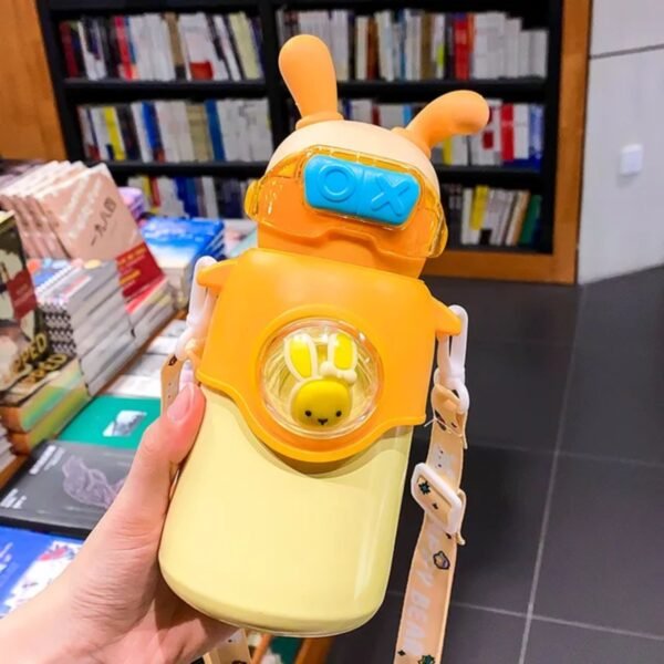 Kawaii Water Bottle for Kids with Straw & Strap | Plastic Sleeves | High Insulation | Stainless Steel | 500 ML | Assorted Colors | Box Packing - Image 6