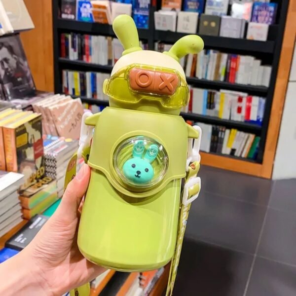Kawaii Water Bottle for Kids with Straw & Strap | Plastic Sleeves | High Insulation | Stainless Steel | 500 ML | Assorted Colors | Box Packing - Image 4