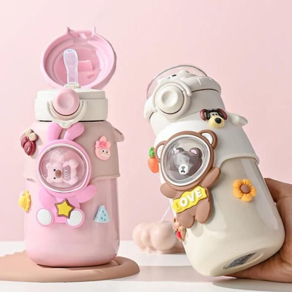 Stainless Steel Insulated Kids Sipper with Sipper & Sticker | Silicone Sleeves & Strap | Push Lock | 500 ML | Assorted Colors | Box Packing - Image 5