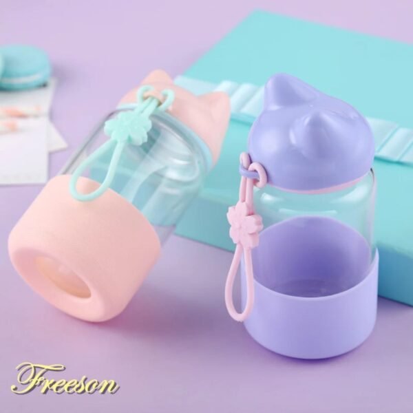 Rabbit Glass Bottle for Kids with Silicone Sleeve | Leak-Proof | 300 Ml | Box Packing - Image 3