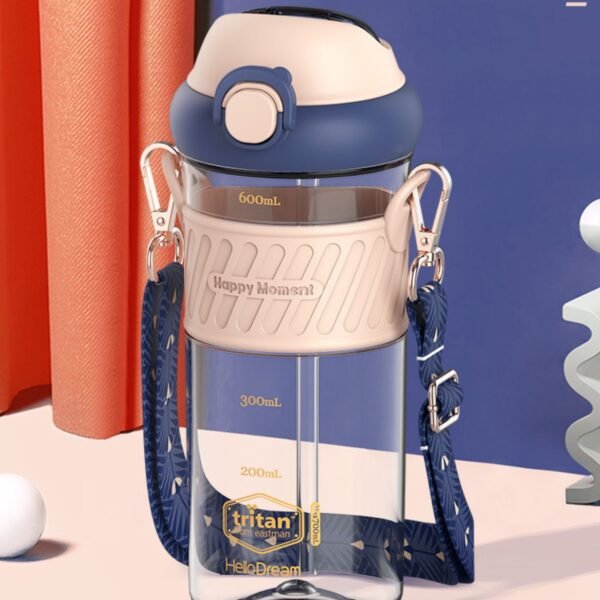 Plastic Tritan Dual Sipper with Straw & Adjustable Strap | Airtight & Leak-Proof | 700 Ml | Assorted Colors | Box Packing - Image 4