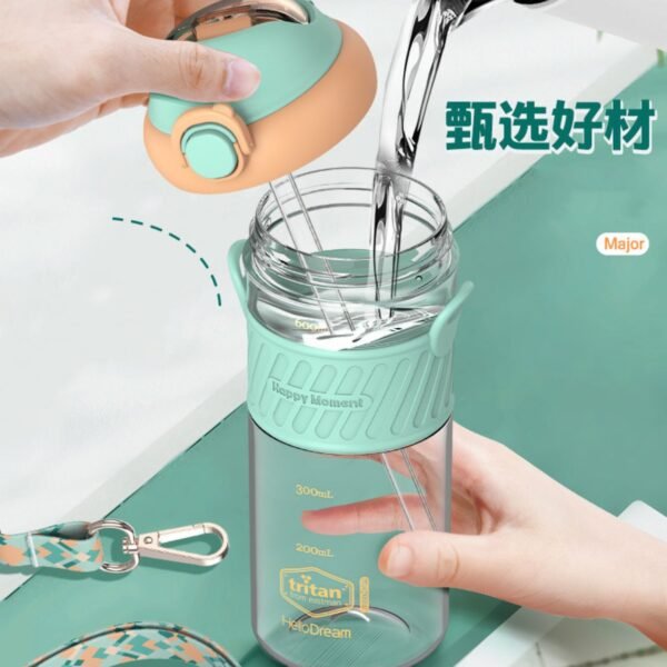 Plastic Tritan Dual Sipper with Straw & Adjustable Strap | Airtight & Leak-Proof | 700 Ml | Assorted Colors | Box Packing - Image 7