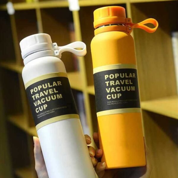 Stainless Steel Double Wall Bottle | with Strainer & Carry Band | Airtight & Leak-Proof | 600Ml & 1200 ML | Assorted Colors | Box Packing - Image 2