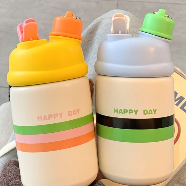 Stainless Steel Insulated Coffee Cup with Strap | Double Sipper & Leak-Proof | 500 Ml | Assorted Colors | Box Packing - Image 5