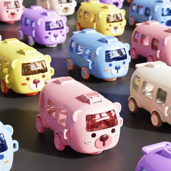 Baby Bus Water Bottle different colors on decorative background