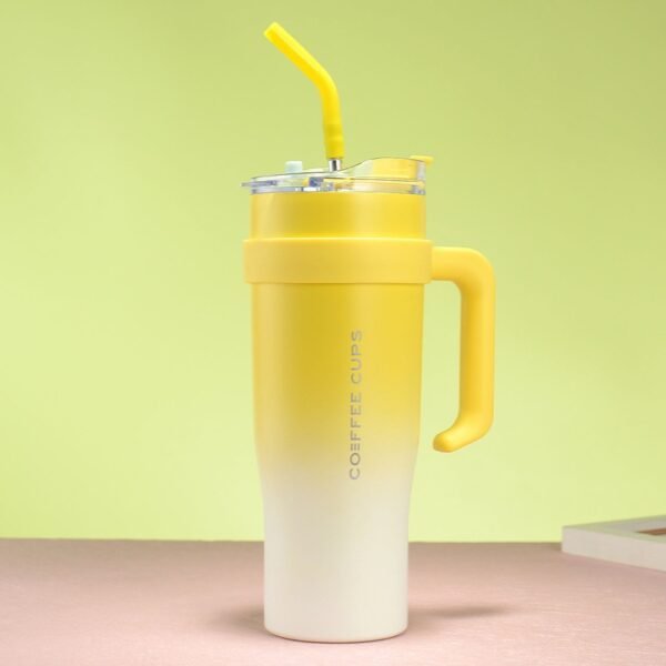 Stainless Steel Double Wall Tumbler with Handle, Stickers & Straw | 1200 Ml | Airtight Cap & Leak-Proof Design | Wide Mouth | Assorted Colors | Box Packing - Image 8