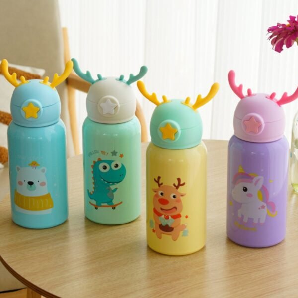 Stainless Steel Kids horn Sipper with Strap & Cover | Double wall Insulations | Leak-Proof | 500 ML | Assorted Colors | Box Packing - Image 5