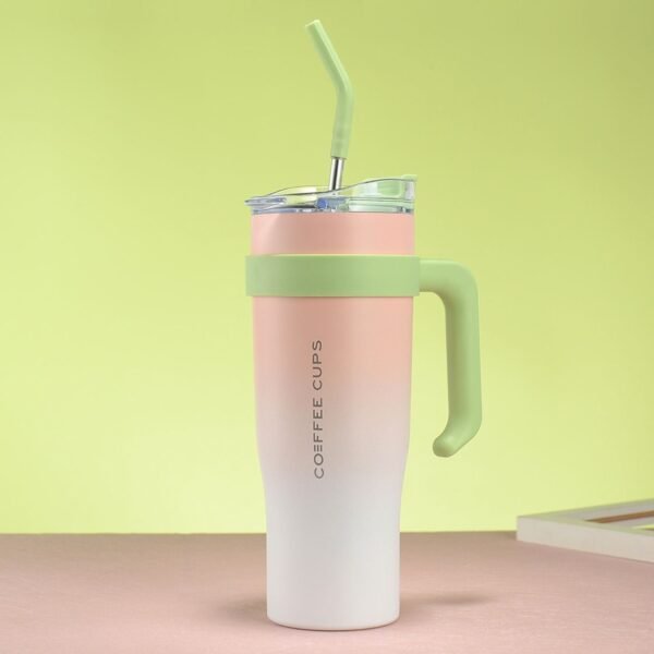 Stainless Steel Double Wall Tumbler with Handle, Stickers & Straw | 1200 Ml | Airtight Cap & Leak-Proof Design | Wide Mouth | Assorted Colors | Box Packing - Image 6