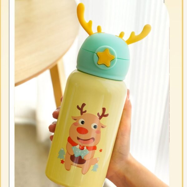 Stainless Steel Kids horn Sipper with Strap & Cover | Double wall Insulations | Leak-Proof | 500 ML | Assorted Colors | Box Packing - Image 7