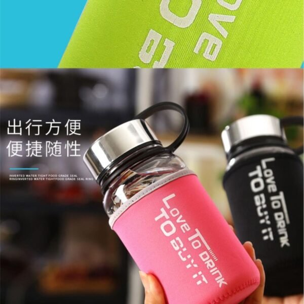 Sport Glass Bottle with Cover & | Airtight & Leak-Proof | 1000 Ml | Assorted Colors | Box Packing - Image 6