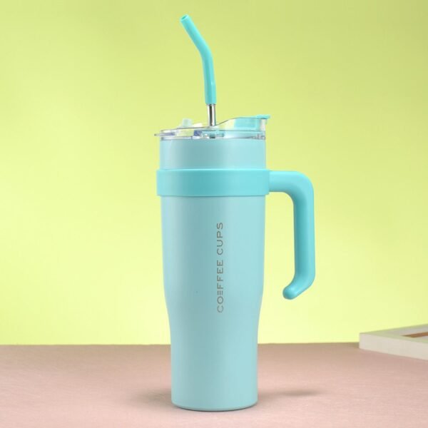 Stainless Steel Double Wall Tumbler with Handle, Stickers & Straw | 1200 Ml | Airtight Cap & Leak-Proof Design | Wide Mouth | Assorted Colors | Box Packing - Image 7