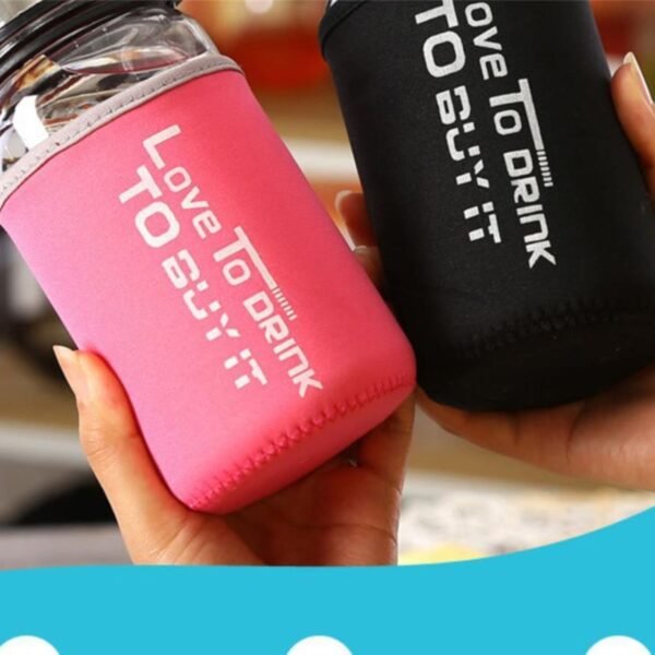 Sport Glass Bottle with Cover & | Airtight & Leak-Proof | 1000 Ml | Assorted Colors | Box Packing - Image 3