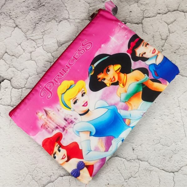 Polyester Character Print Stationery Folder Bag for Kids with Zipper Closure | 2 Front Pocket | 27x37 Cm | Document Bag | Assorted Colors & Prints | OPP Packing - Image 3