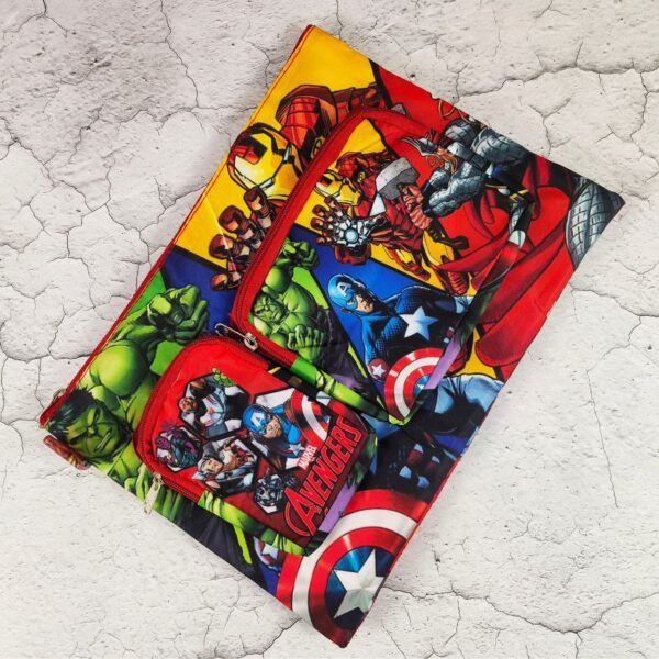 Polyester Character Print Stationery Folder Bag for Kids with Zipper Closure | 2 Front Pocket | 27x37 Cm | Document Bag | Assorted Colors & Prints | OPP Packing - Image 4