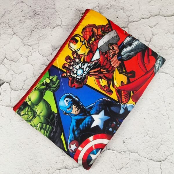 Polyester Character Print Stationery Folder Bag for Kids with Zipper Closure | 2 Front Pocket | 27x37 Cm | Document Bag | Assorted Colors & Prints | OPP Packing - Image 5