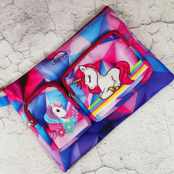 Polyester Character Print Stationery Folder Bag for Kids with Zipper Closure | 2 Front Pocket | 27x37 Cm | Document Bag | Assorted Colors & Prints | OPP Packing - Image 6