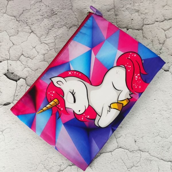 Polyester Character Print Stationery Folder Bag for Kids with Zipper Closure | 2 Front Pocket | 27x37 Cm | Document Bag | Assorted Colors & Prints | OPP Packing - Image 7
